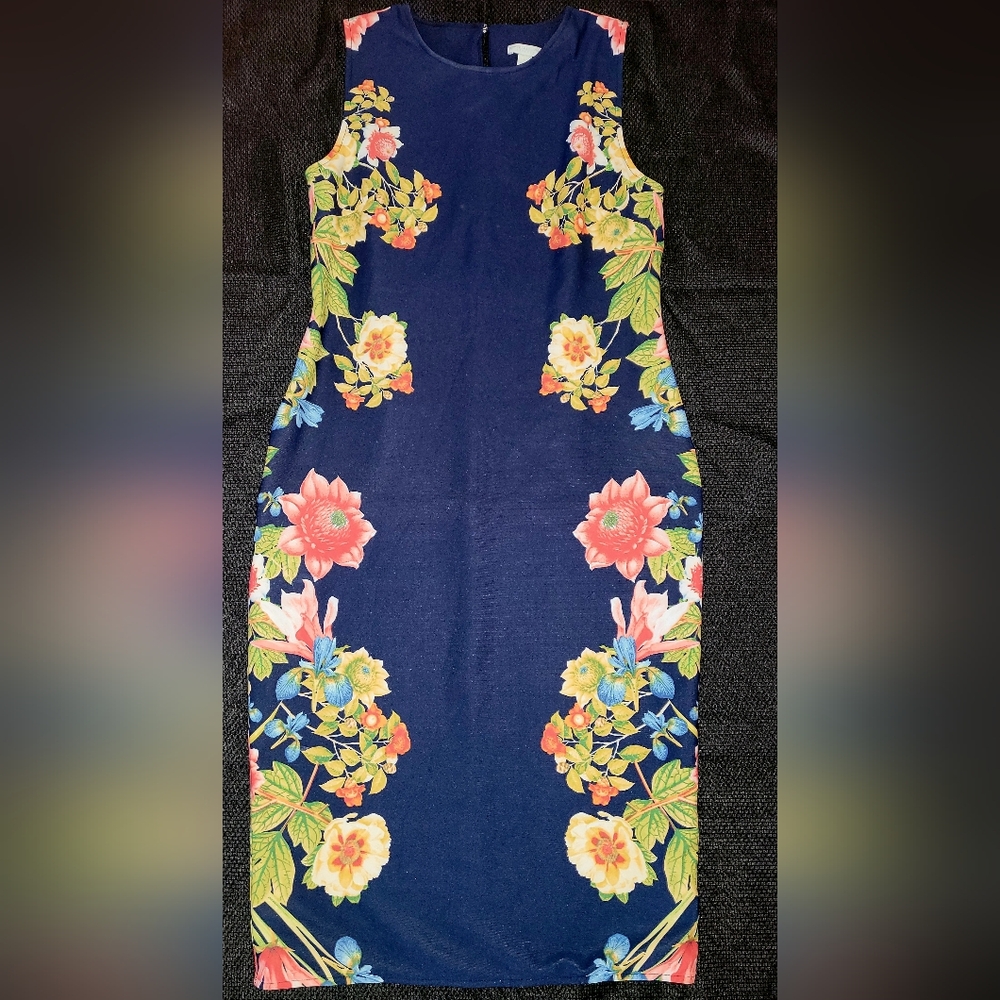 New York & Company Blue Sheath Halter Midi Dress